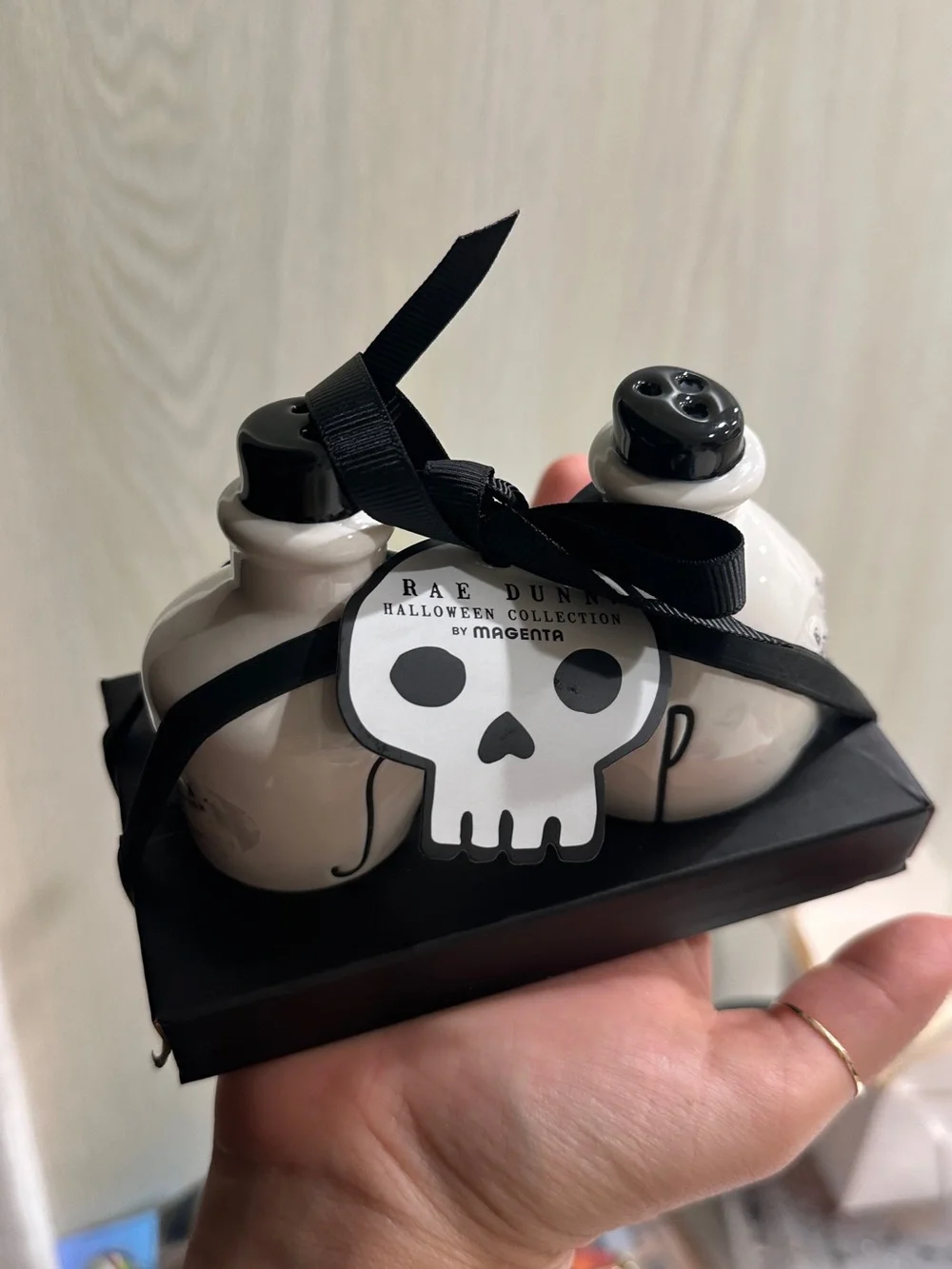 Rae Dunn Cream Ceramic Salt & Pepper Set with Black Accents